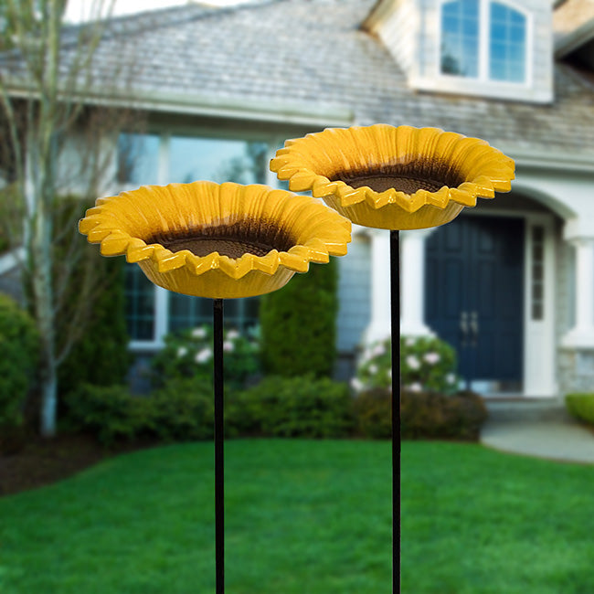 Sunflower Floral Bird Feeder Set